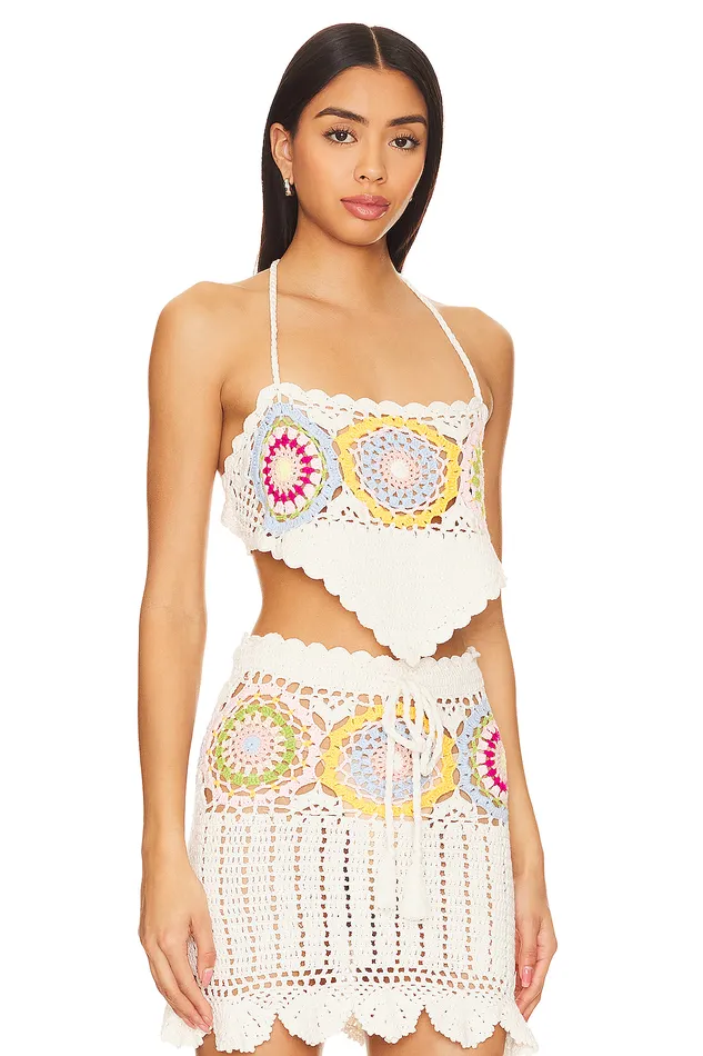 Tops Women Lovers and Friends Val Crochet Top Pastel Multi Tops Women Lovers and Friends Val Crochet Top Pastel Multi