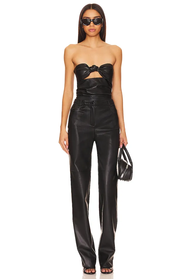 Tops Women Lovers and Friends X Anja Dujakovi Daxton Faux Leather Top Black Tops Women Lovers and Friends X Anja Dujakovi Daxton Faux Leather Top Black