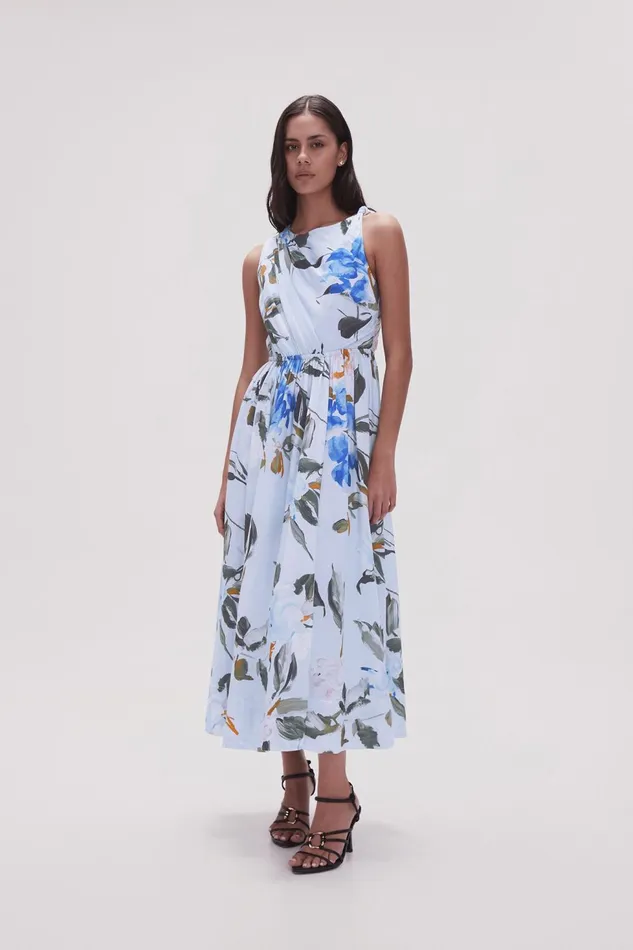 Women Abbey Twisted Midi Dress Divine Orchid Aje Dresses