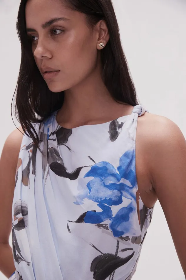 Women Abbey Twisted Midi Dress Divine Orchid Aje Dresses
