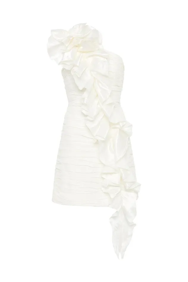 Women Adelia Ruffle Mini Dress Ivory Aje Dresses