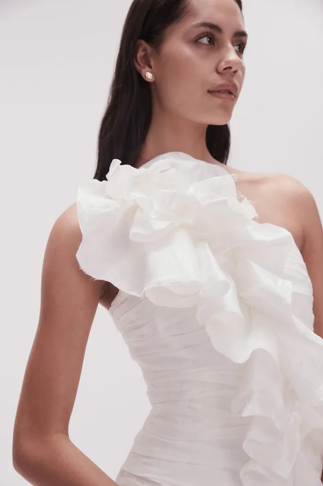 Women Adelia Ruffle Mini Dress Ivory Aje Dresses