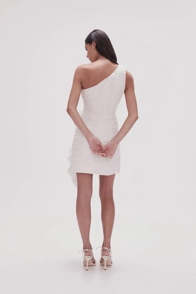 Women Adelia Ruffle Mini Dress Ivory Aje Dresses