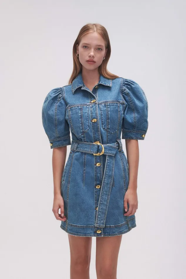 Women Adriana Puff Sleeve Mini Dress 90039s Wash Aje Dresses