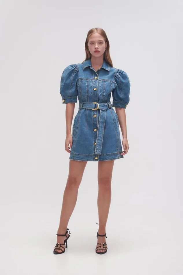 Women Adriana Puff Sleeve Mini Dress 90039s Wash Aje Dresses