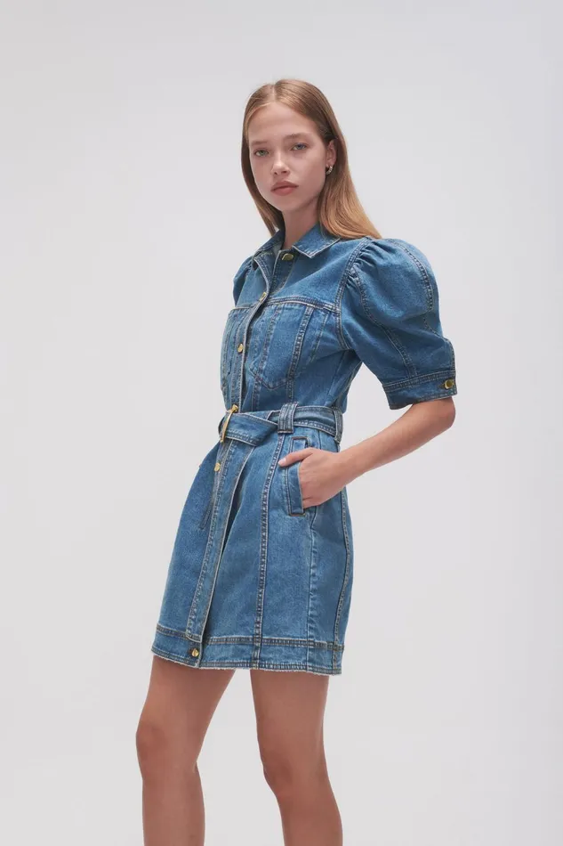 Women Adriana Puff Sleeve Mini Dress 90039s Wash Aje Dresses