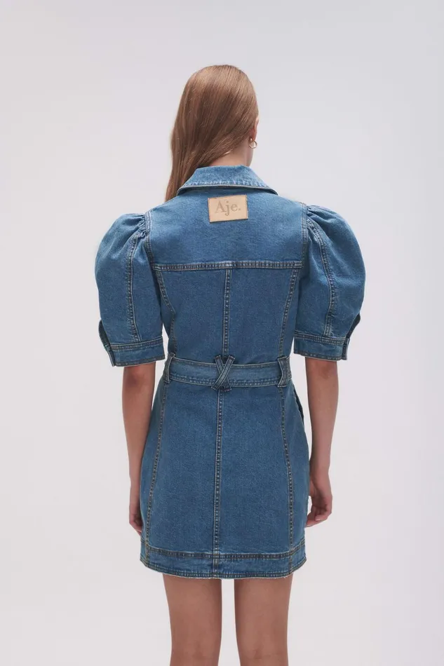 Women Adriana Puff Sleeve Mini Dress 90039s Wash Aje Dresses