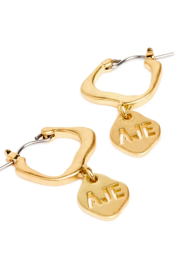 Women Aje Cutout Drop Hoop Earrings Gold Aje Jewellery