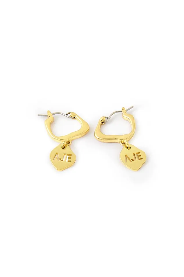 Women Aje Cutout Drop Hoop Earrings Gold Aje Jewellery