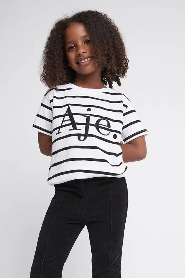 Women Aje Kids Tee Blackwhite Stripe Aje Tees