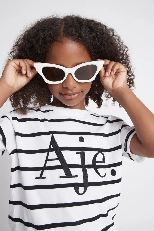 Women Aje Kids Tee Blackwhite Stripe Aje Tees