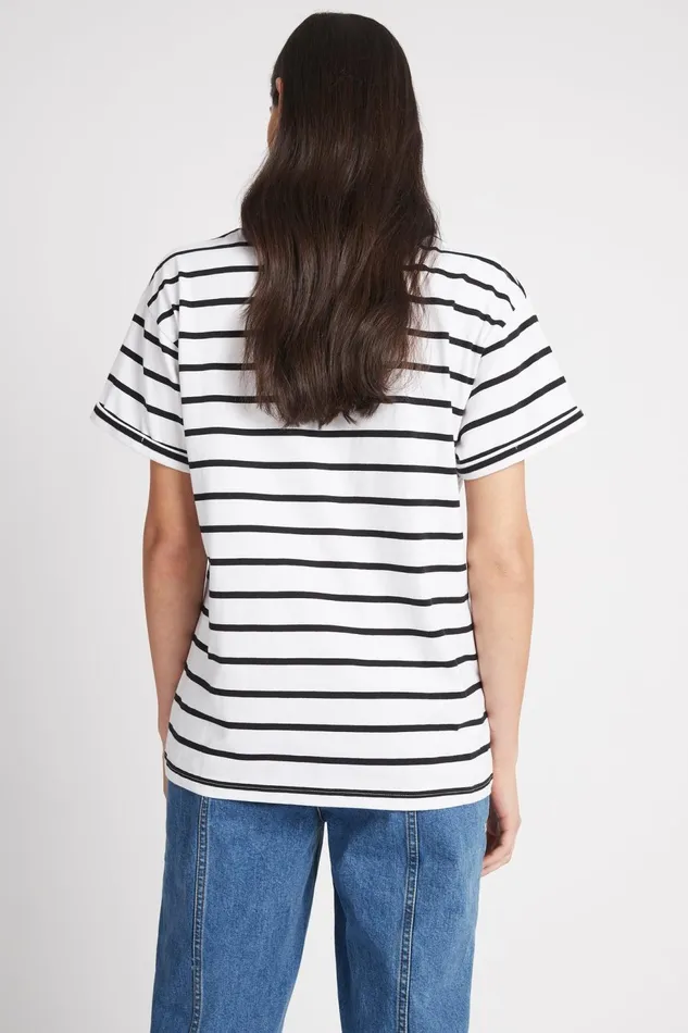 Women Aje Logo Tee Blackwhite Stripe Aje Tees