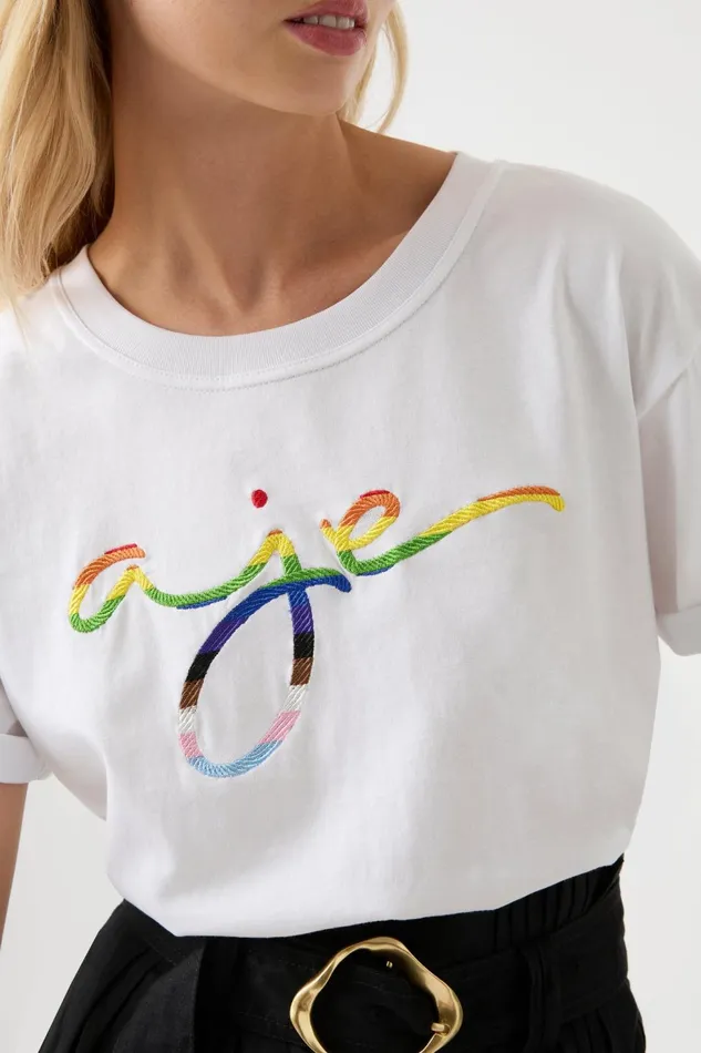 Women Aje X Aje Athletica Pride Tee White Aje Tees