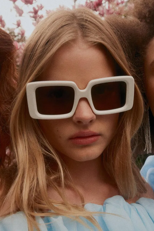 Women Aje X Local Supply The Square Sunglasses Whitegrey Lens Aje Sunglasses