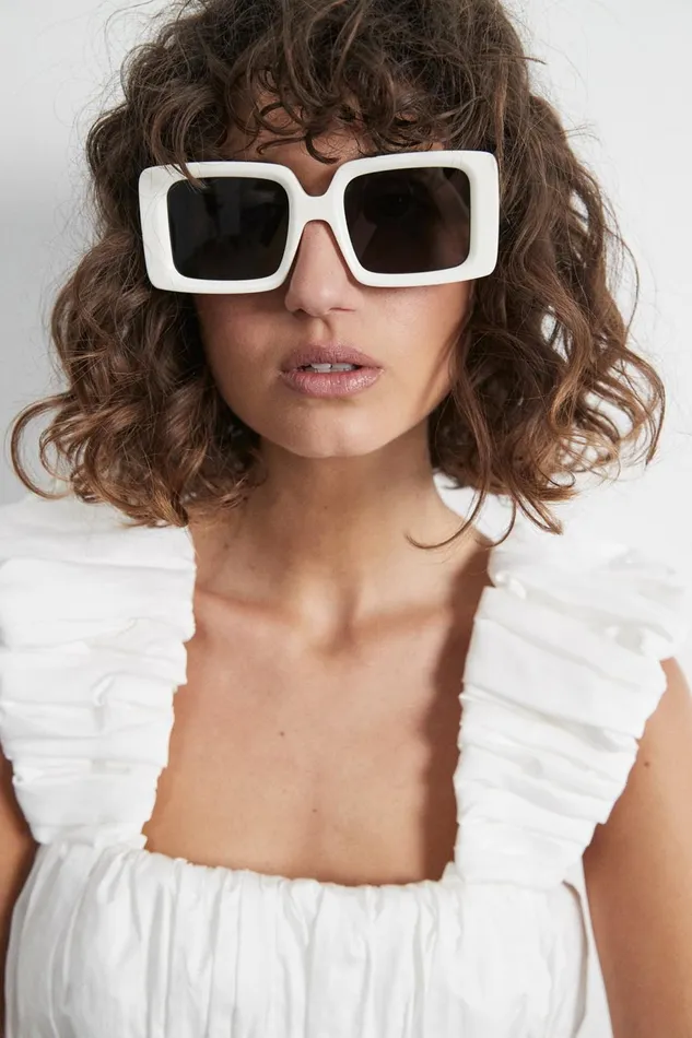 Women Aje X Local Supply The Square Sunglasses Whitegrey Lens Aje Sunglasses