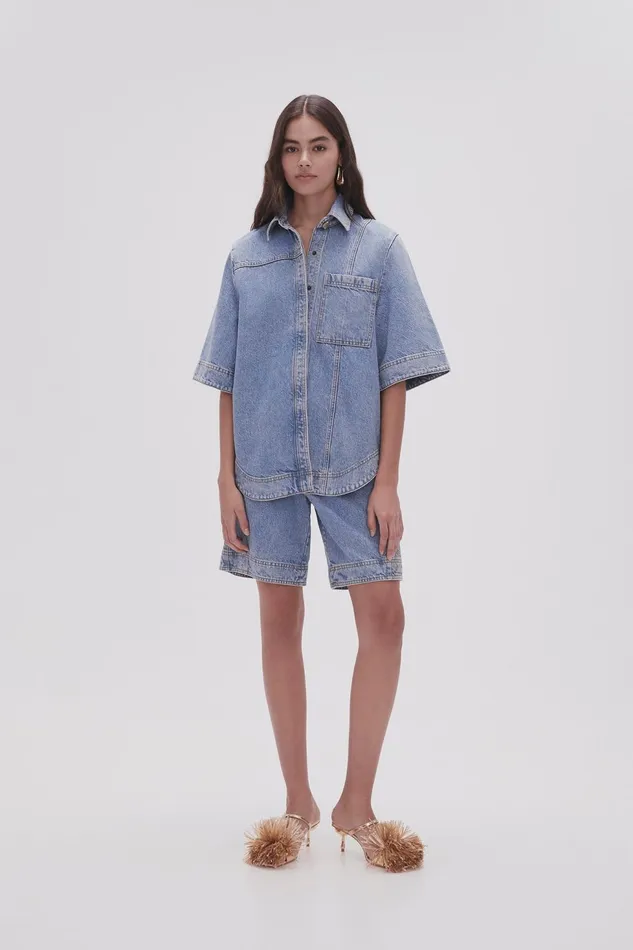 Women Aje X Outland Denim Top Coastal Blue Aje Denim