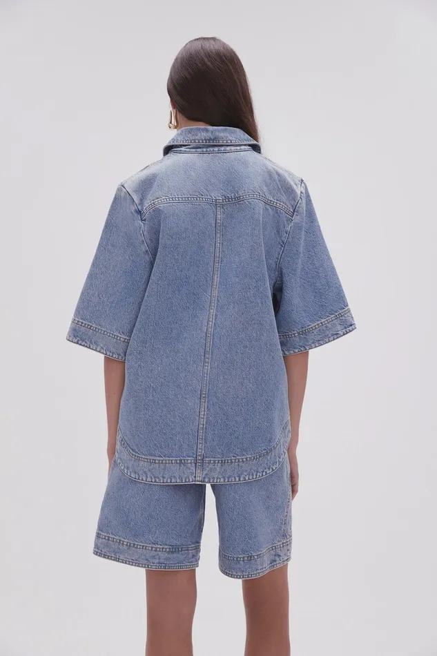 Women Aje X Outland Denim Top Coastal Blue Aje Denim