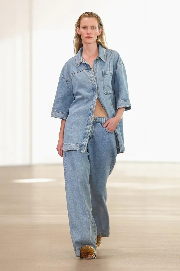 Women Aje X Outland Denim Top Coastal Blue Aje Tops