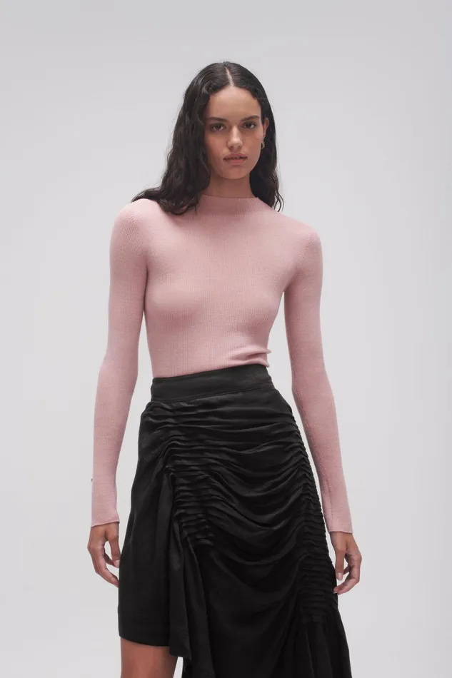 Women Alina Rib Knit Top Blush Pink Aje Knitwear and Jumpers