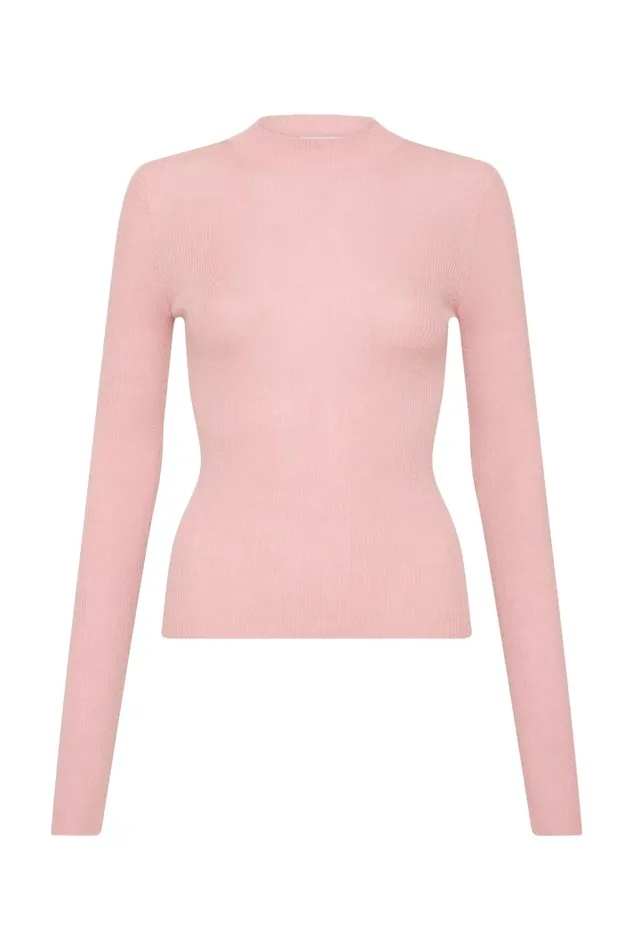 Women Alina Rib Knit Top Blush Pink Aje Knitwear and Jumpers