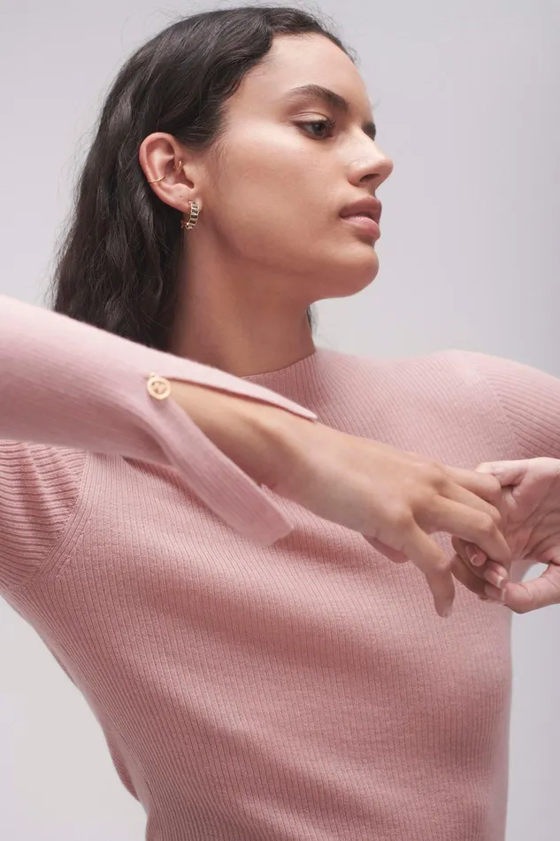 Women Alina Rib Knit Top Blush Pink Aje Knitwear and Jumpers