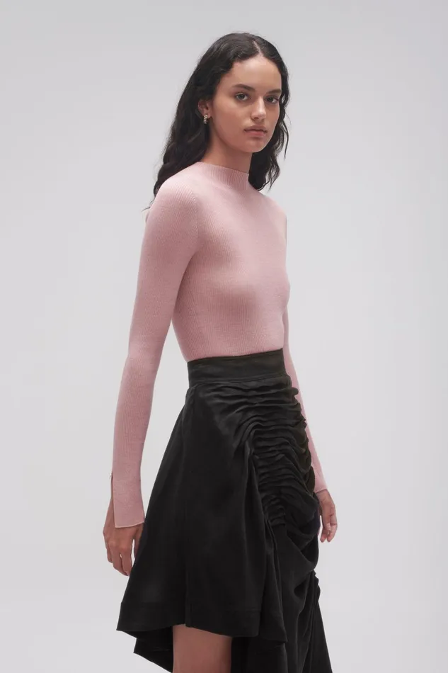 Women Alina Rib Knit Top Blush Pink Aje Knitwear and Jumpers
