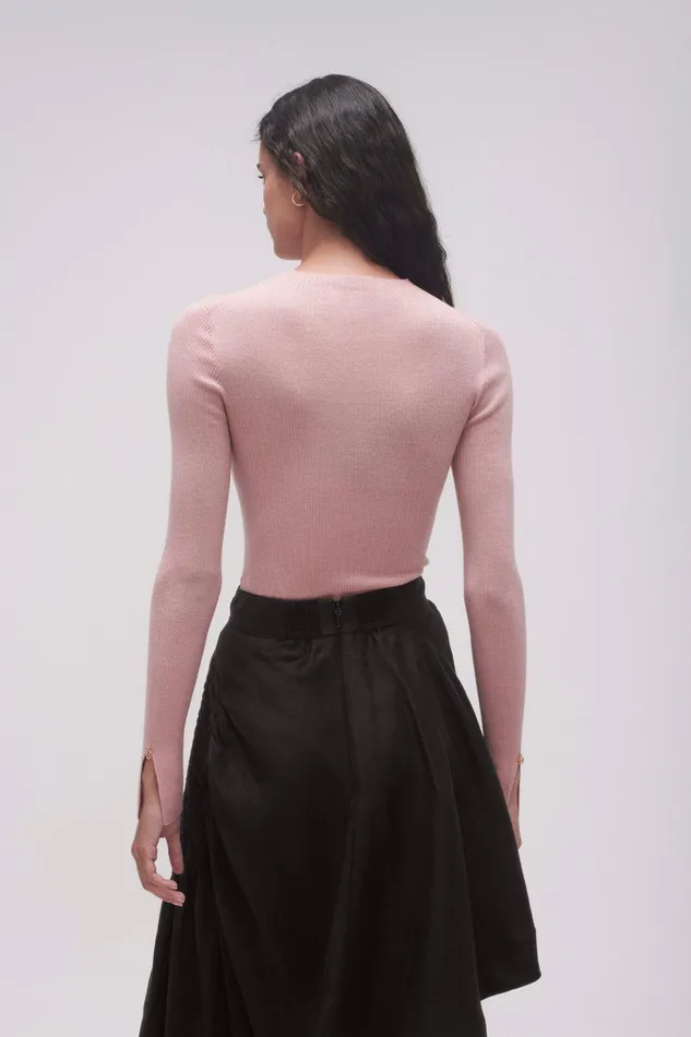 Women Alina Rib Knit Top Blush Pink Aje Knitwear and Jumpers