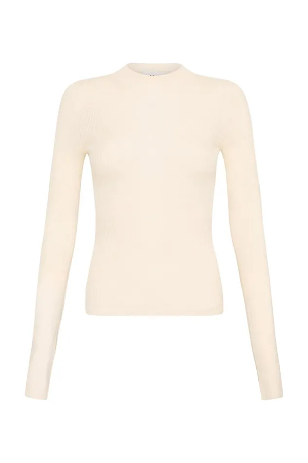 Women Alina Rib Knit Top Cream Aje Knitwear and Jumpers