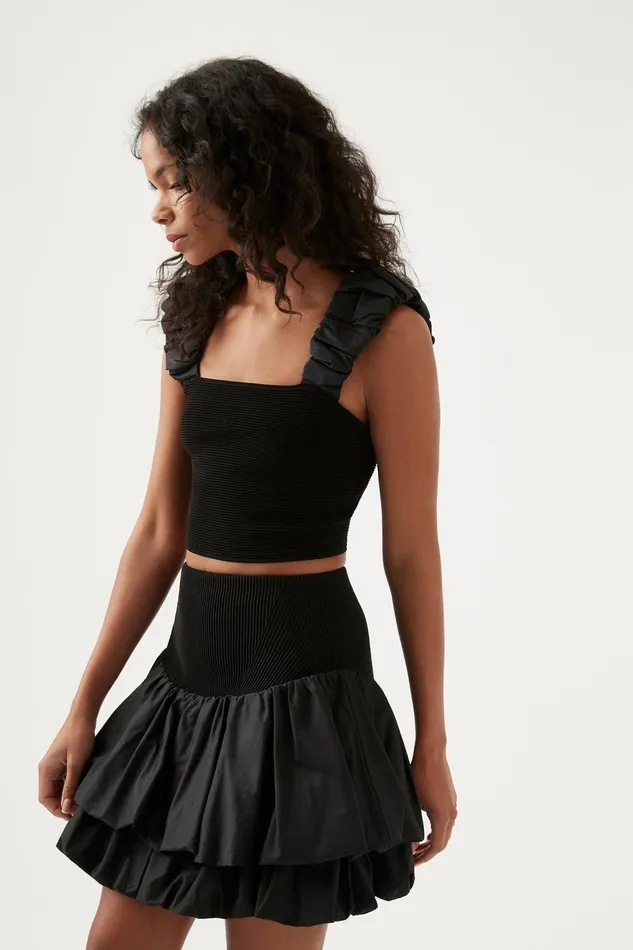 Women Allard Ruched Strap Knit Top Black Aje Tops