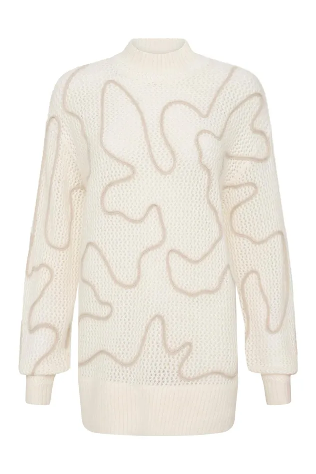 Women Allegory Cornelli Jumper Ivory Sandstone Beige Aje Knitwear and Jumpers