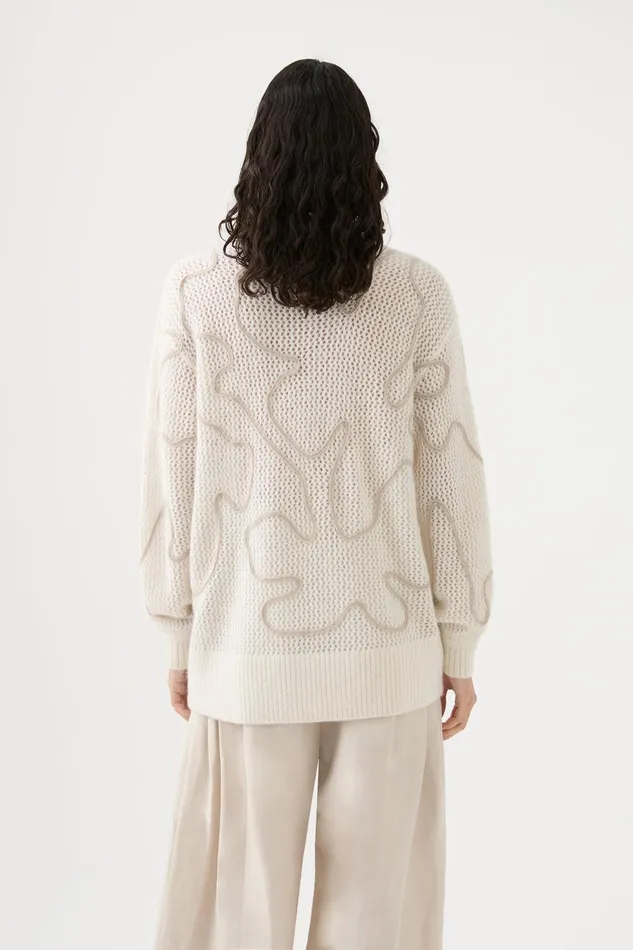 Women Allegory Cornelli Jumper Ivory Sandstone Beige Aje Knitwear and Jumpers