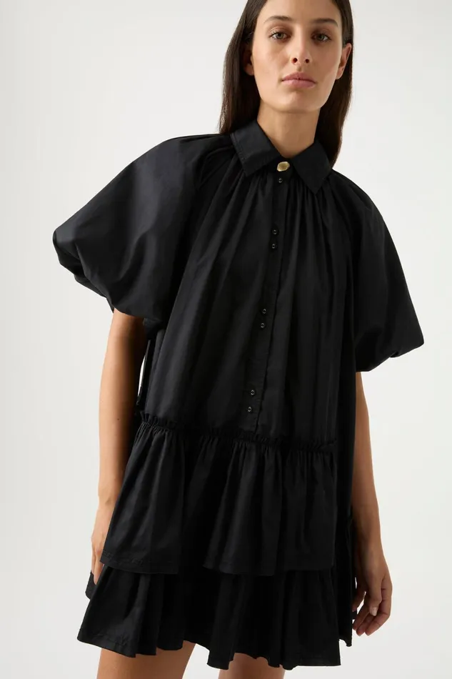 Women Ambience Smock Mini Dress Black Aje Dresses