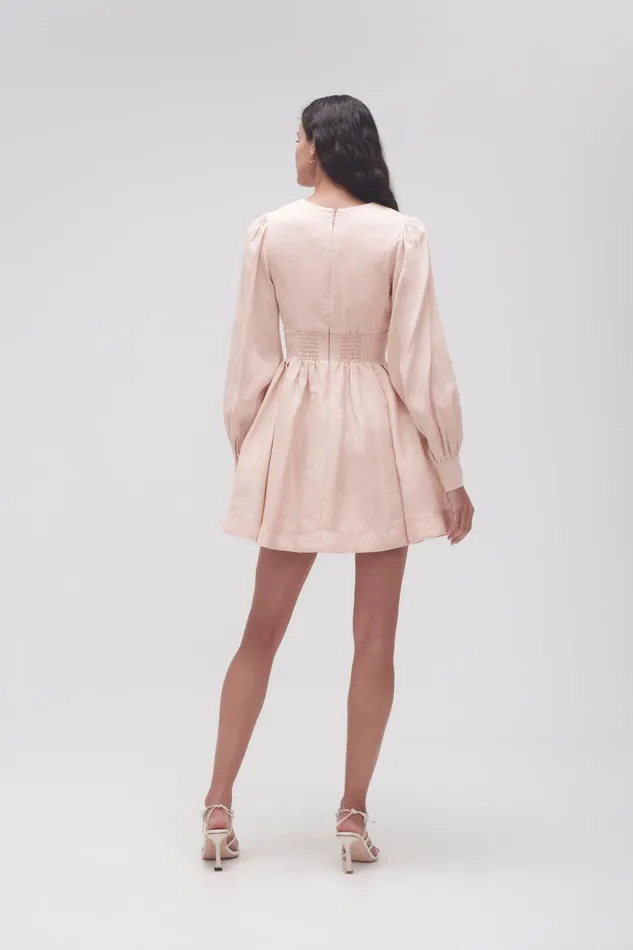 Women Amelia Plunge Mini Dress Blush Pink Aje Dresses