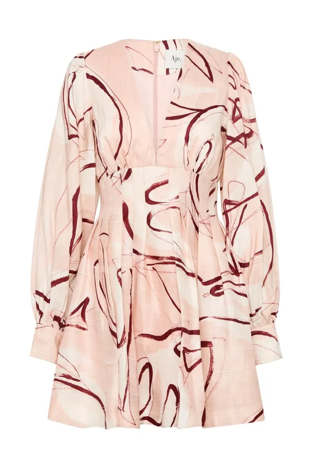Women Amelia Plunge Mini Dress Whimsical Dove Aje Dresses