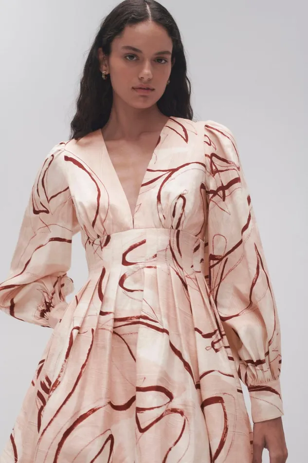 Women Amelia Plunge Mini Dress Whimsical Dove Aje Dresses
