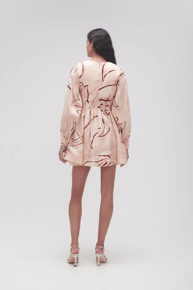 Women Amelia Plunge Mini Dress Whimsical Dove Aje Dresses