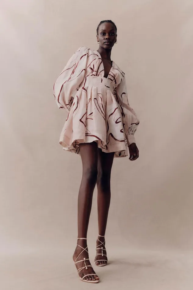 Women Amelia Plunge Mini Dress Whimsical Dove Aje Dresses