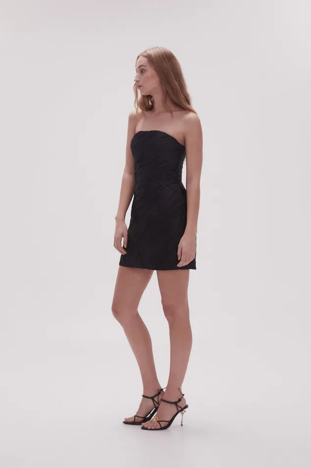 Women Anima Ruched Mini Dress Black Aje Dresses