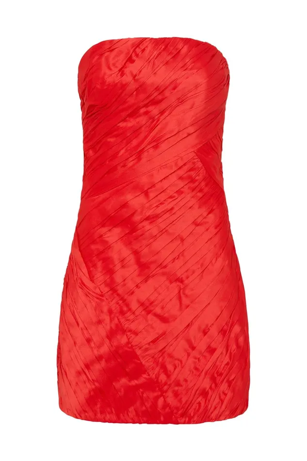 Women Anima Ruched Mini Dress Scarlet Red Aje Dresses