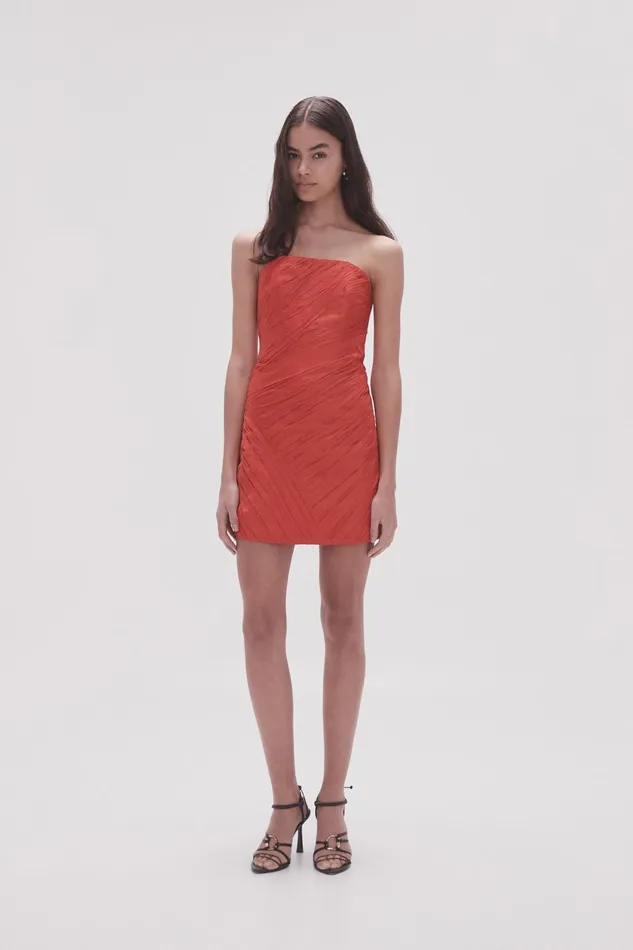 Women Anima Ruched Mini Dress Scarlet Red Aje Dresses