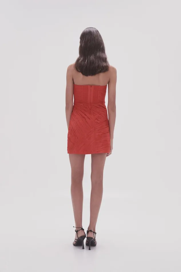 Women Anima Ruched Mini Dress Scarlet Red Aje Dresses