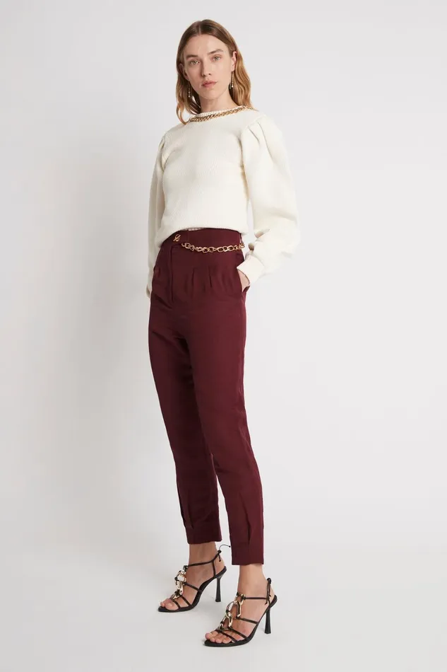 Women Annabelle Chain Link Pant Chestnut Red Aje Pants
