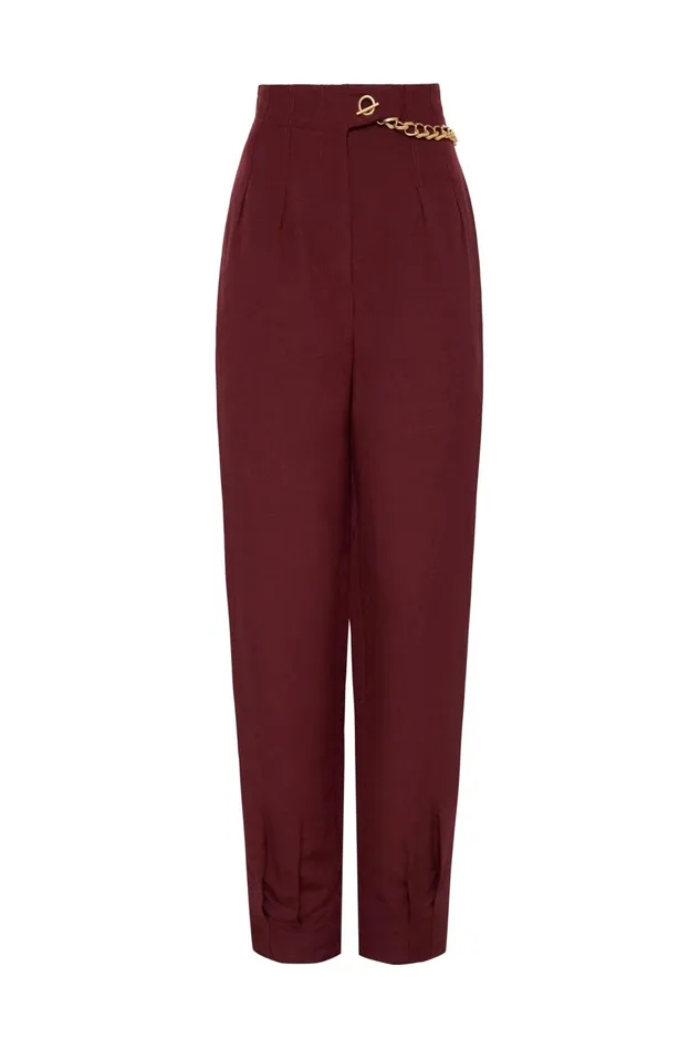 Women Annabelle Chain Link Pant Chestnut Red Aje Pants
