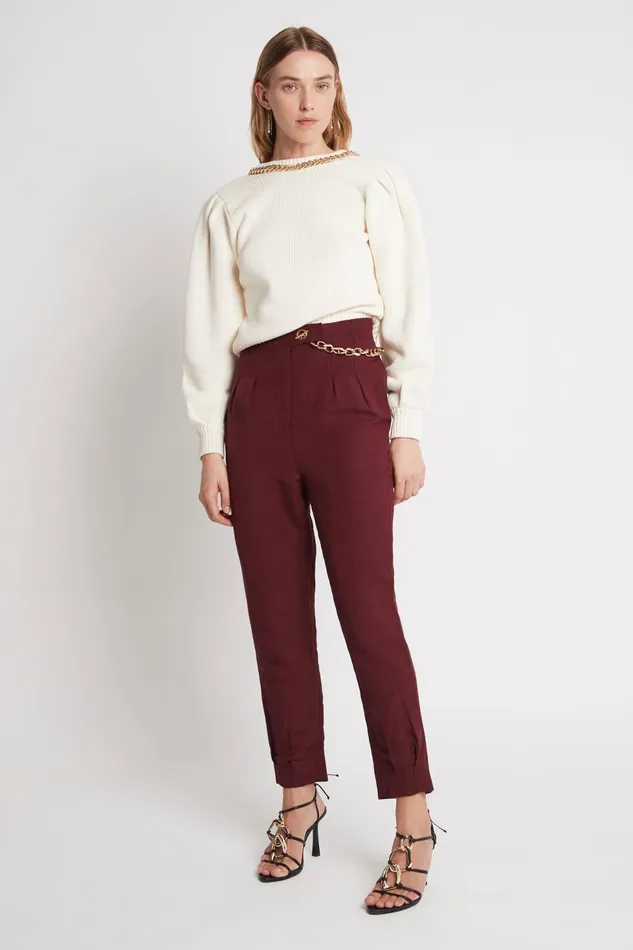 Women Annabelle Chain Link Pant Chestnut Red Aje Pants