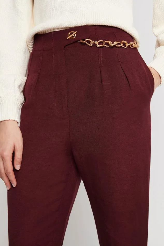 Women Annabelle Chain Link Pant Chestnut Red Aje Pants