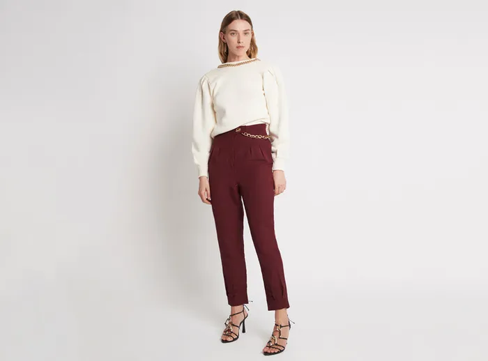 Women Annabelle Chain Link Pant Chestnut Red Aje Pants
