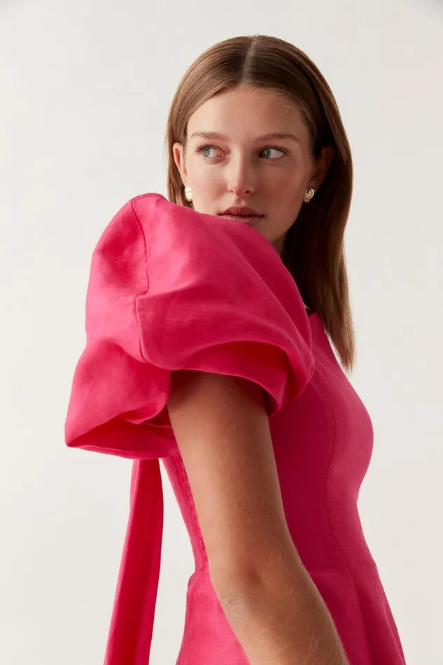 Women Arista Tulip Sleeve Mini Dress Bougainvillea Red Aje Dresses