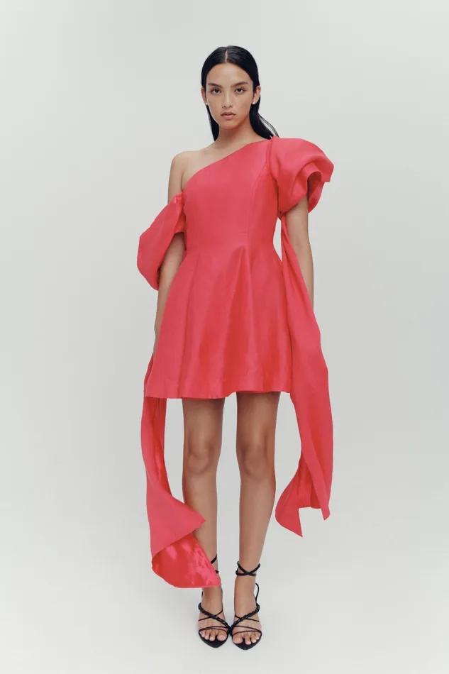 Women Arista Tulip Sleeve Mini Dress Bougainvillea Red Aje Dresses