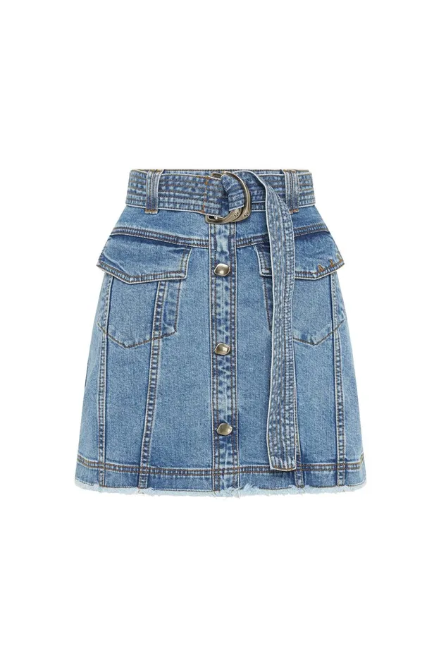 Women Arlow Denim Mini Skirt Classic Wash Aje Denim