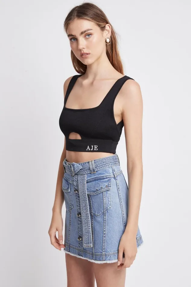 Women Arlow Denim Mini Skirt Classic Wash Aje Denim